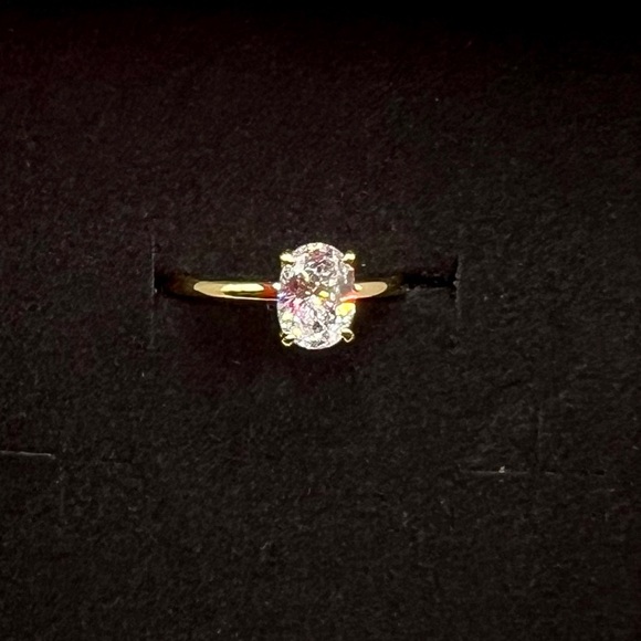 NIB 925 Sterling Silver 14K Gold Plated & 1 CT Zircon Ring Size 8 - Picture 11 of 16